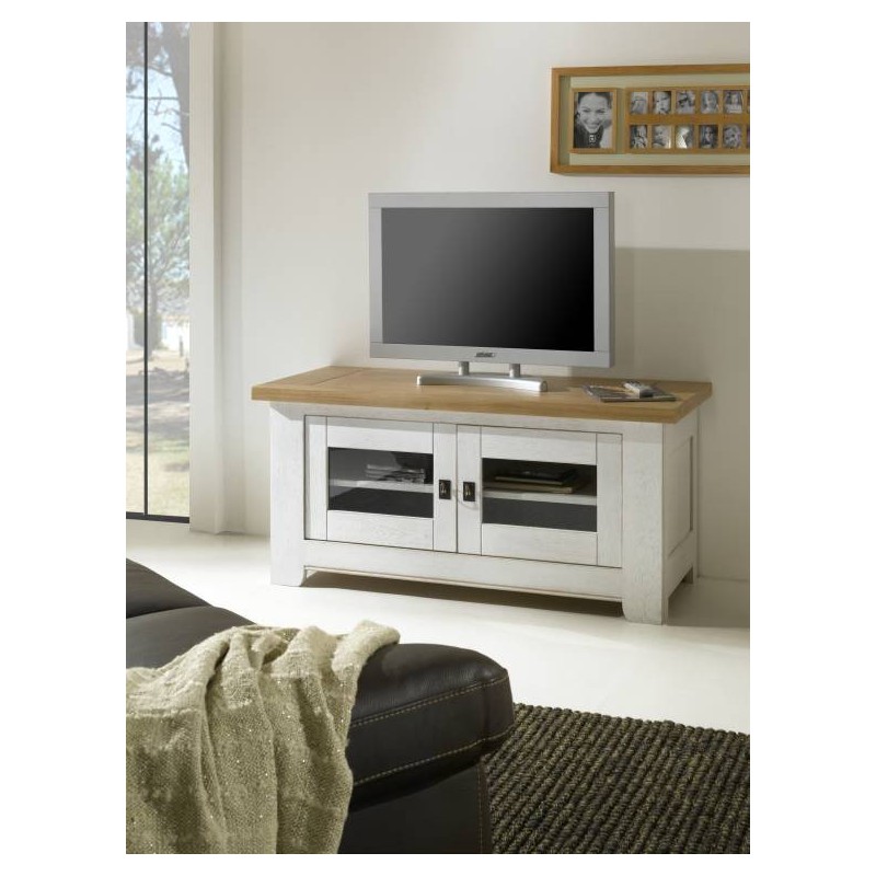 Meuble Tv Bas Rustique : Meuble Tv 2 Portes Vitrée Whitney Meuble Tv Bas Rustique : Meuble Tv 2 Portes Vitrée Whitney