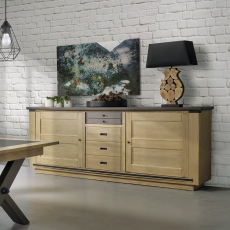 Bahut Enfilade Magellan 3 Portes 100 Chene Massif Fabrication