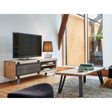 Grand meuble TV Fusion 1 porte métal coulissante