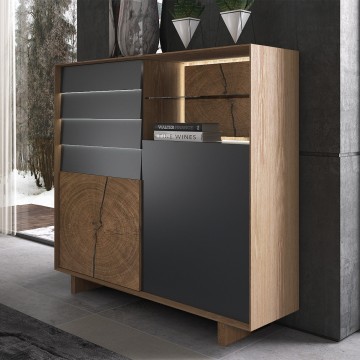 Grand Meuble Tv Style Atelier Fusion 1 Porte Coulissante Metal