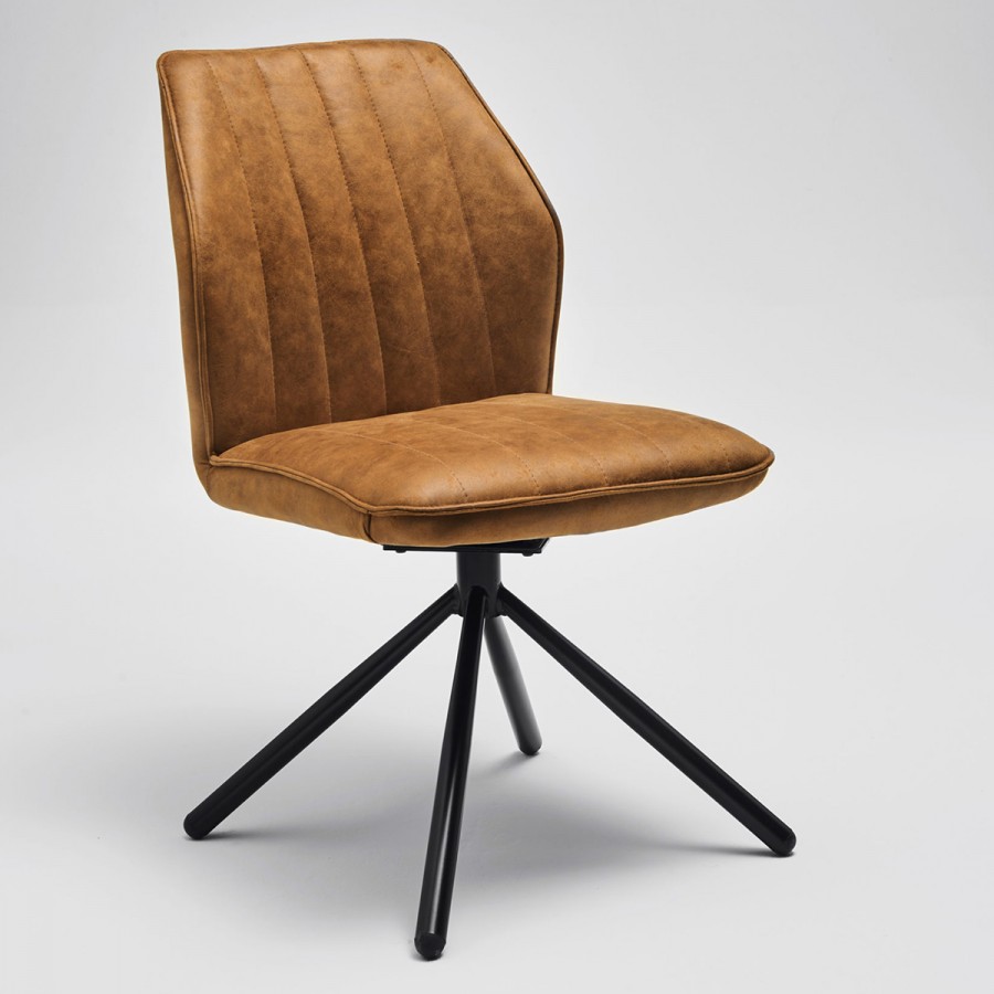 Chaise pivotante Happy marron design moderne avec pieds métal