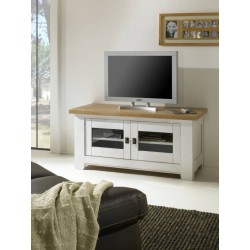 Meuble TV 2 portes vitrée 123 cm Whitney